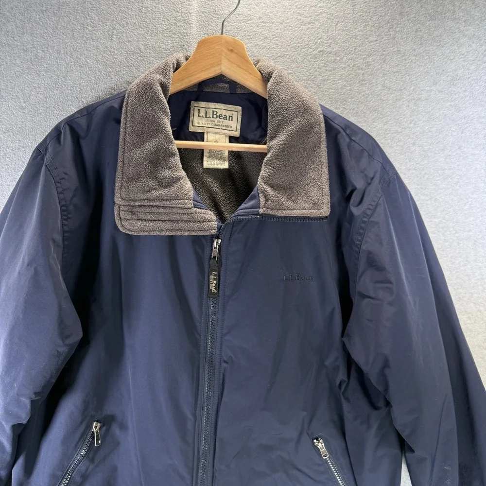 Vintage LL Bean Men's Warm Up Bomber Jacket Fleece Lined‎ Men's Large Blue